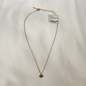 Lux Gold Puffy Heart Rhinestone Starburst Necklace Vintage-style Dainty